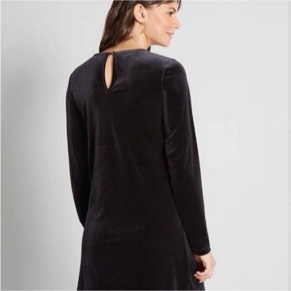 Modcloth Beyond The Shade Of Night Velvet Sheer Star Dress Small New Black Dark - Picture 6 of 10
